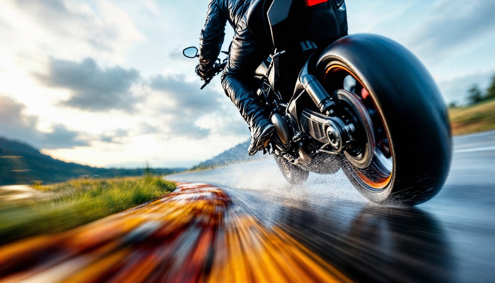 Motorcycle high speed on track